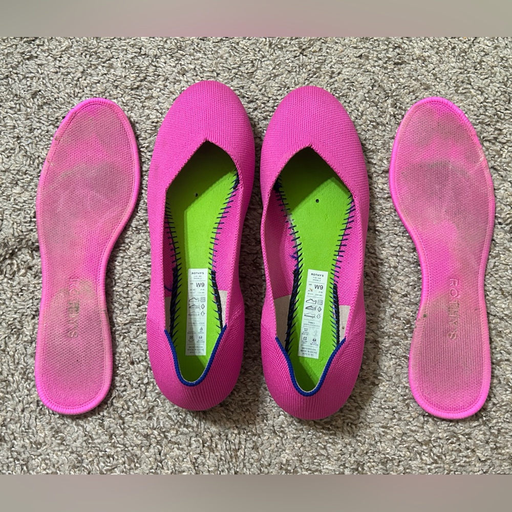 Rothy's Dragonfruit Pink Knit Ballet Flats - Picture 6 of 13
